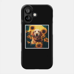 Golden Retriever Dog, Surrounded by Sunflowers, Dog Lover Phone Case