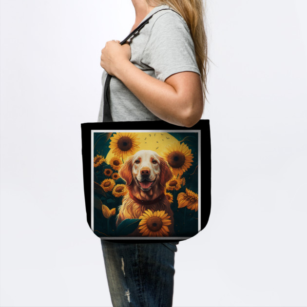Golden Retriever Dog, Surrounded by Sunflowers, Dog Lover by logiamerch