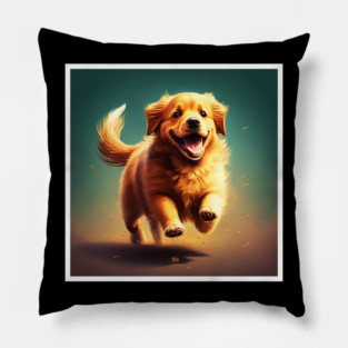 Playful Golden Retriever Dog, Dog Lover Pillow