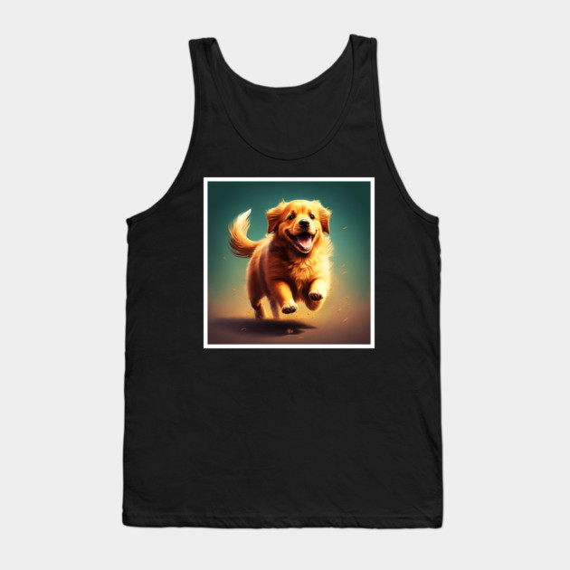 Playful Golden Retriever Dog, Dog Lover Tank Top by logiamerch