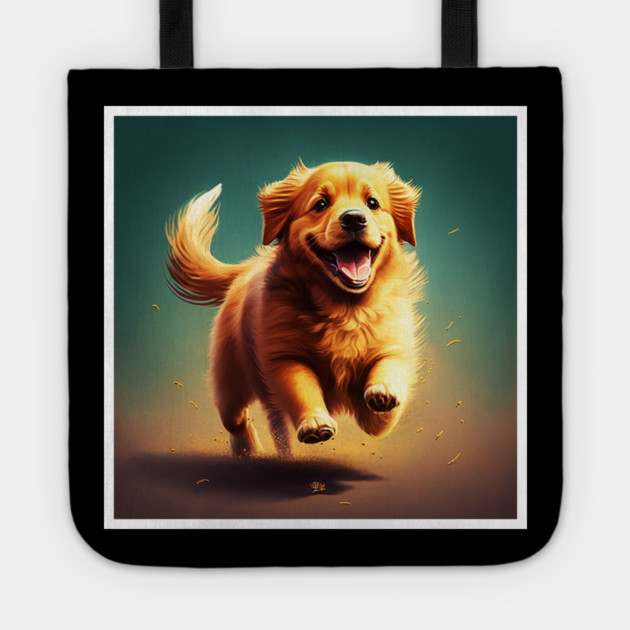 Playful Golden Retriever Dog, Dog Lover Tote by logiamerch