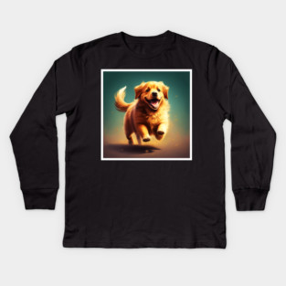 Playful Golden Retriever Dog, Dog Lover Kids Long Sleeve T-Shirt