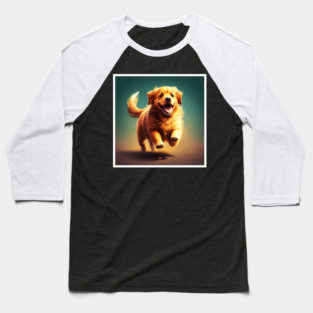 Playful Golden Retriever Dog, Dog Lover Baseball T-Shirt