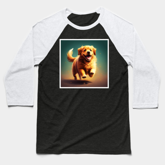 Playful Golden Retriever Dog, Dog Lover Baseball T-Shirt by logiamerch