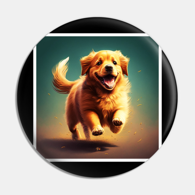 Playful Golden Retriever Dog, Dog Lover Pin by logiamerch