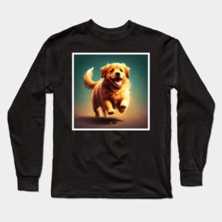 Playful Golden Retriever Dog, Dog Lover Long Sleeve T-Shirt