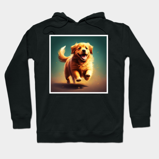 Playful Golden Retriever Dog, Dog Lover Hoodie by logiamerch