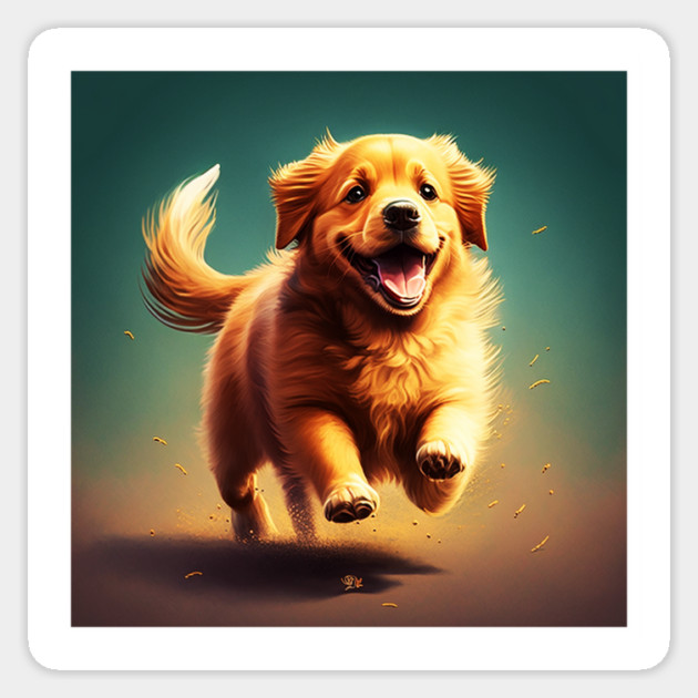 Playful Golden Retriever Dog, Dog Lover Sticker by logiamerch