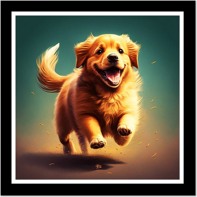 Playful Golden Retriever Dog, Dog Lover Wall Art by logiamerch