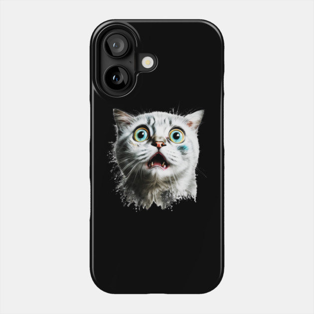 Funny Scared Cat Face, Cat Lover, Scaredy Cat Phone Case by logiamerch