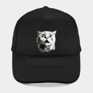 Funny Scared Cat Face, Cat Lover, Scaredy Cat Hat