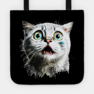 Funny Scared Cat Face, Cat Lover, Scaredy Cat Tote