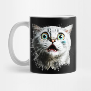 Funny Scared Cat Face, Cat Lover, Scaredy Cat Mug