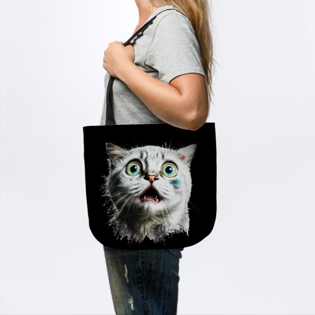 Funny Scared Cat Face, Cat Lover, Scaredy Cat by logiamerch