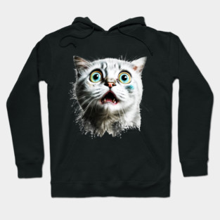 Funny Scared Cat Face, Cat Lover, Scaredy Cat Hoodie
