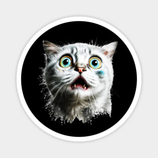 Funny Scared Cat Face, Cat Lover, Scaredy Cat Magnet