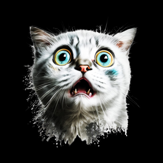 Funny Scared Cat Face, Cat Lover, Scaredy Cat by logiamerch