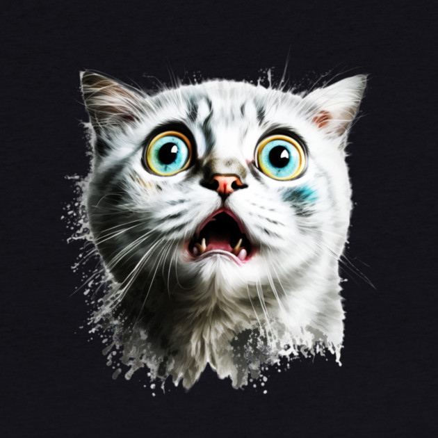 Funny Scared Cat Face, Cat Lover, Scaredy Cat by logiamerch