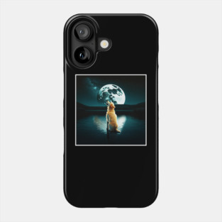 Golden Retriever Dog, Howling, Moon, Night sky Phone Case