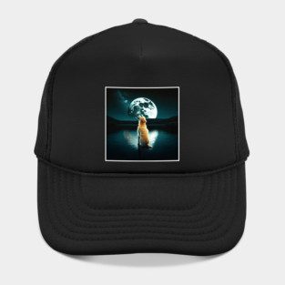 Golden Retriever Dog, Howling, Moon, Night sky Hat