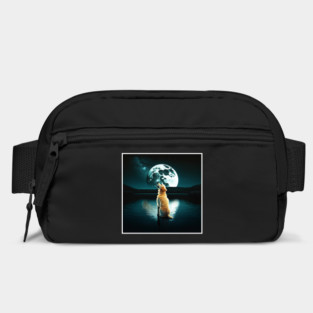 Golden Retriever Dog, Howling, Moon, Night sky Bag
