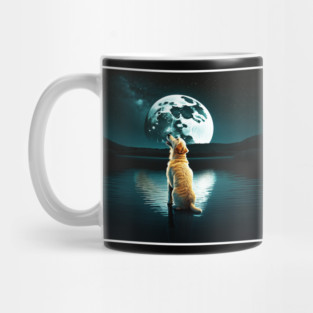 Golden Retriever Dog, Howling, Moon, Night sky Mug
