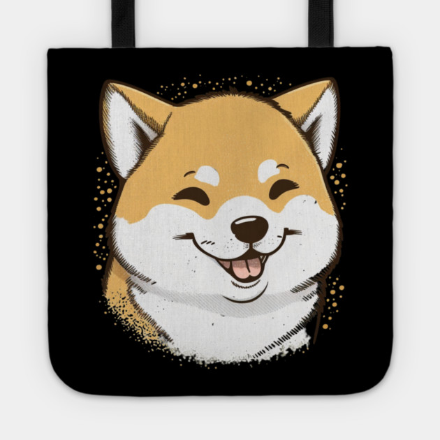 Cute Smiling Shiba Inu Dog, Dog Lover Tote by logiamerch