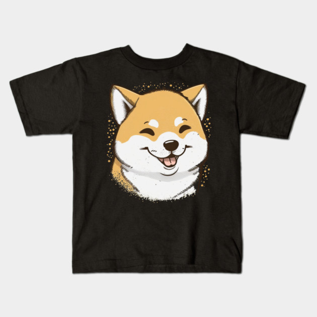 Cute Smiling Shiba Inu Dog, Dog Lover Kids T-Shirt by logiamerch