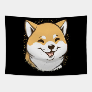 Cute Smiling Shiba Inu Dog, Dog Lover Tapestry