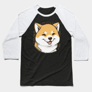 Cute Smiling Shiba Inu Dog, Dog Lover Baseball T-Shirt