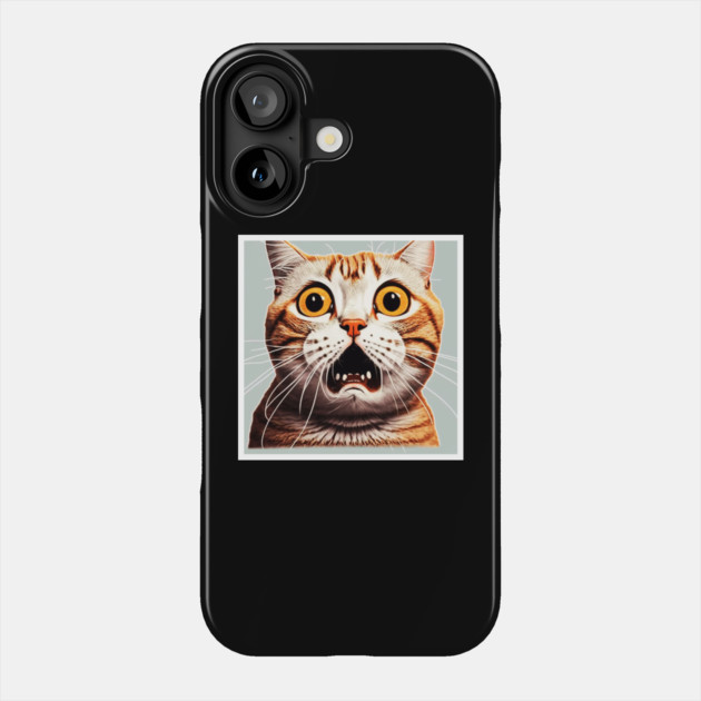 Funny Scared Cat Face, Cat Lover, Scaredy cat Phone Case by logiamerch