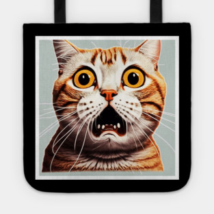 Funny Scared Cat Face, Cat Lover, Scaredy cat Tote
