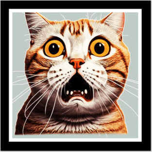 Funny Scared Cat Face, Cat Lover, Scaredy cat Posters and Art