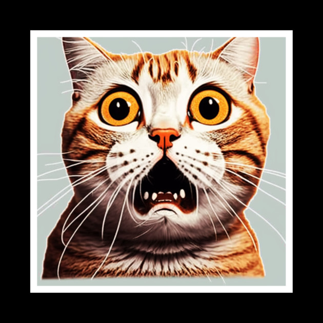 Funny Scared Cat Face, Cat Lover, Scaredy cat by logiamerch