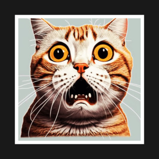 Funny Scared Cat Face, Cat Lover, Scaredy cat T-Shirt