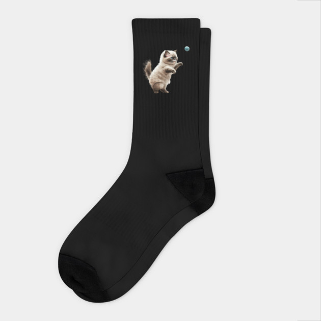 Cute Playful Kitten, Cat Lover Socks by logiamerch