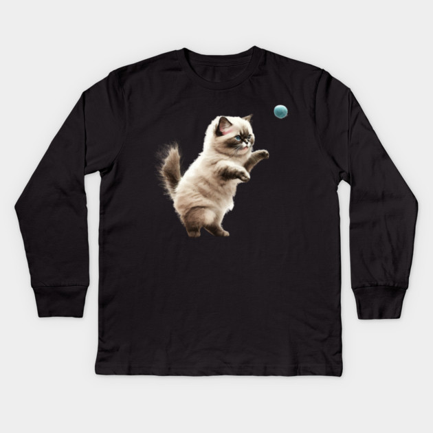 Cute Playful Kitten, Cat Lover Kids Long Sleeve T-Shirt by logiamerch