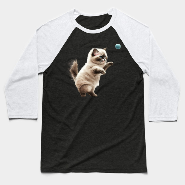 Cute Playful Kitten, Cat Lover Baseball T-Shirt by logiamerch