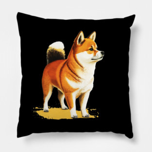 Shiba Inu Dog Illustration, Love Shiba Inu Dogs Pillow