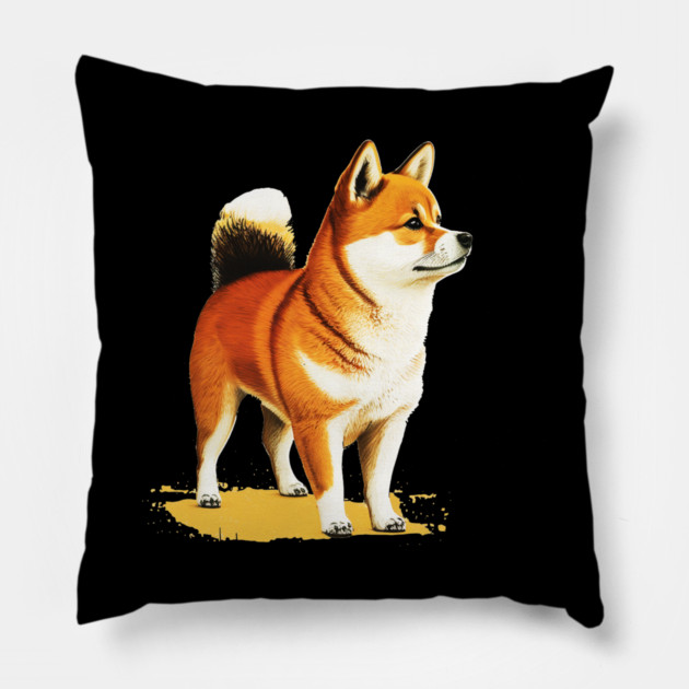 Shiba Inu Dog Illustration, Love Shiba Inu Dogs Pillow by logiamerch