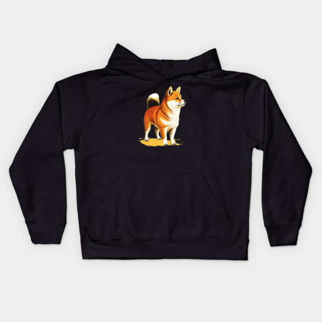 Shiba Inu Dog Illustration, Love Shiba Inu Dogs Kids Hoodie by logiamerch