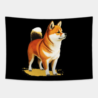 Shiba Inu Dog Illustration, Love Shiba Inu Dogs Tapestry