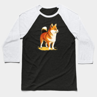 Shiba Inu Dog Illustration, Love Shiba Inu Dogs Baseball T-Shirt