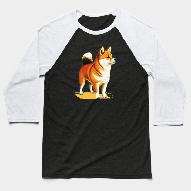 Shiba Inu Dog Illustration, Love Shiba Inu Dogs Baseball T-Shirt by logiamerch