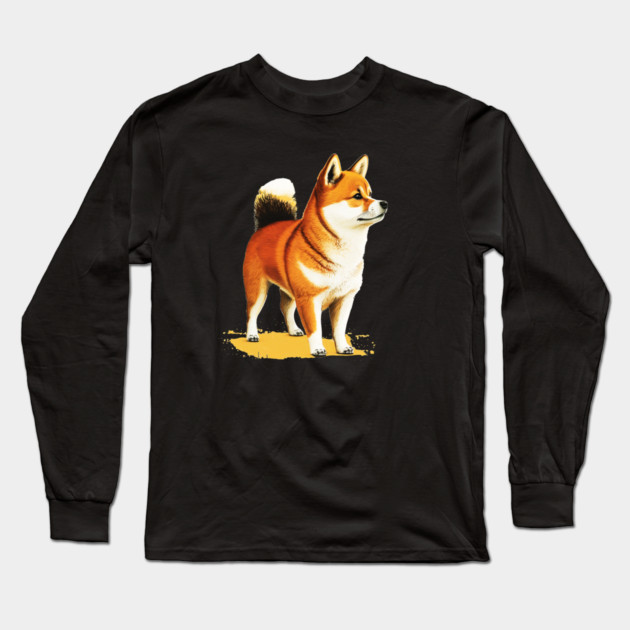 Shiba Inu Dog Illustration, Love Shiba Inu Dogs Long Sleeve T-Shirt by logiamerch