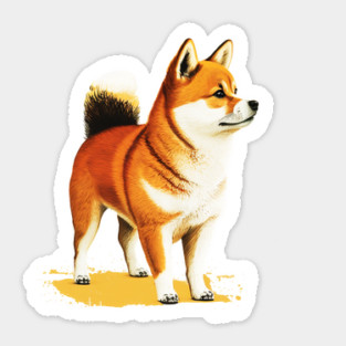 Shiba Inu Dog Illustration, Love Shiba Inu Dogs Sticker