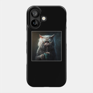 Funny Mean Looking Cat  Drinking Coffee, Coffee Cat Lover Phone Case