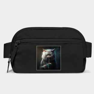 Funny Mean Looking Cat  Drinking Coffee, Coffee Cat Lover Bag