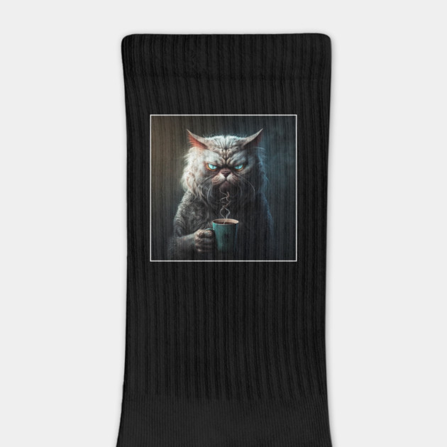 Funny Mean Looking Cat  Drinking Coffee, Coffee Cat Lover by logiamerch