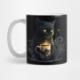 Black Cat Drinking Coffee, Coffee Cat Lover Mug